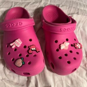 CROCS Pink Slippers with Cute Charms